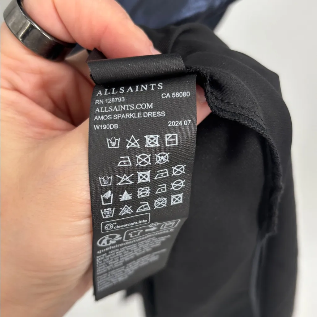 All Saints Amos Asymmetric Satin Slip Dress - Image 7