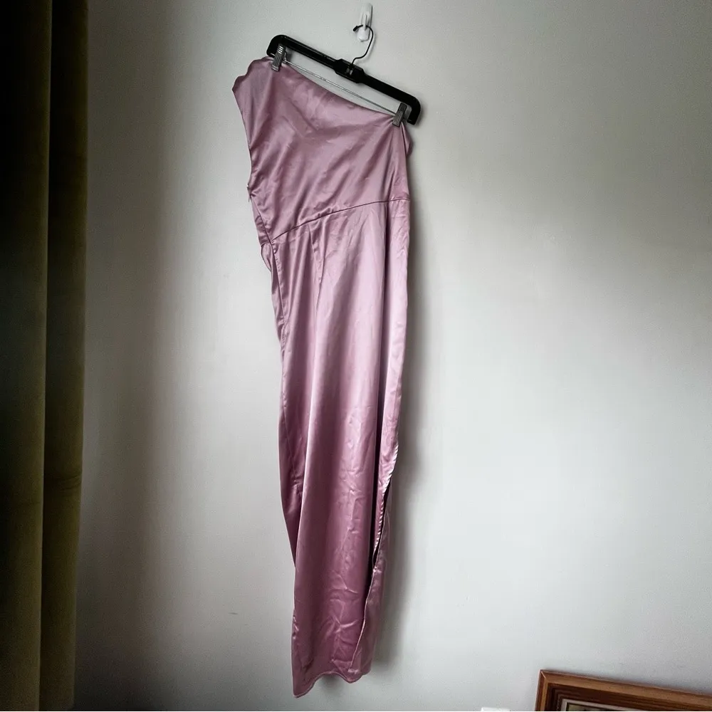 Petal & Pup Nadia One Shoulder Dusty Rose Pink Satin Maxi Dress 10 - Image 13