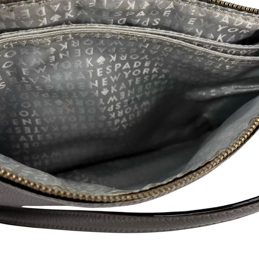 Kate Spade Leila Triple Gusset Gray Leather Crossbody Purse - Image 9