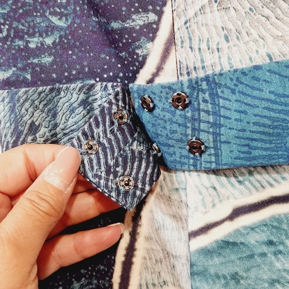 ELIE Tahari Rare Aquamarine dark blue liquid marble Sheath Dress Size 0 - Image 9