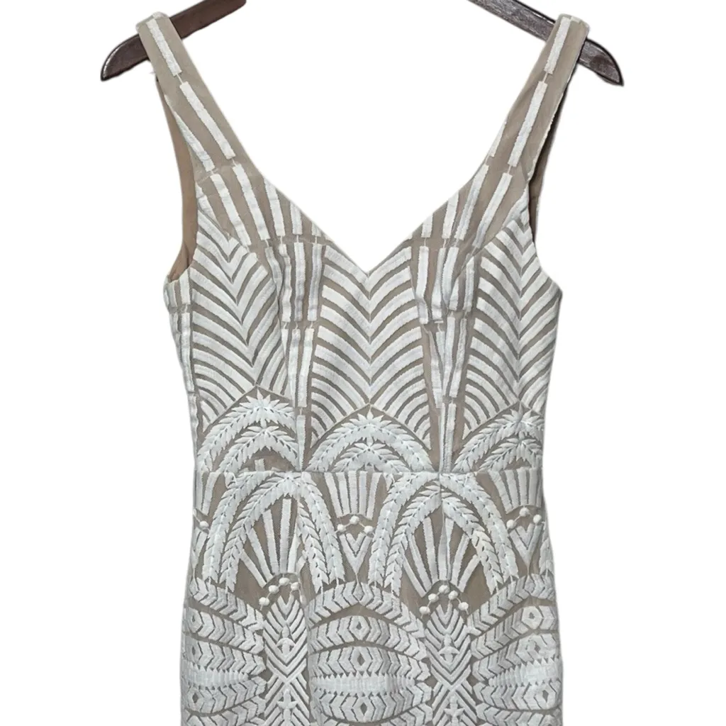 Hello Molly White Lace Overlay Bodycon Mini Dress V-Neck Sleeveless XS US2 - Image 3