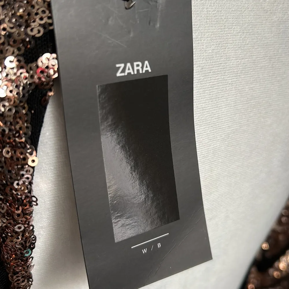 New ZARA Holiday Glam Rose Gold Sequined Open Back Body Contoured Mini Dress - Image 7