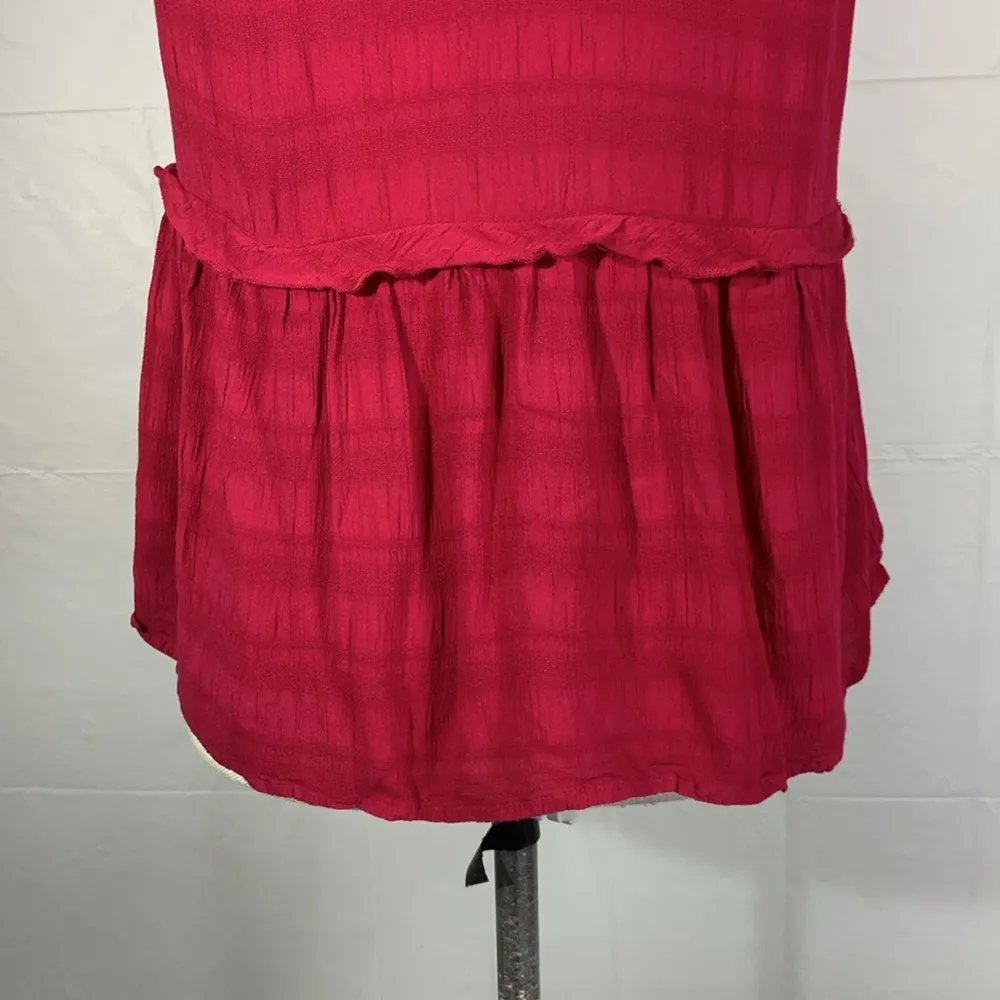 Romantic Ruffle Cherry Jubilee Sleeveless Blouse Top Size M - Image 9