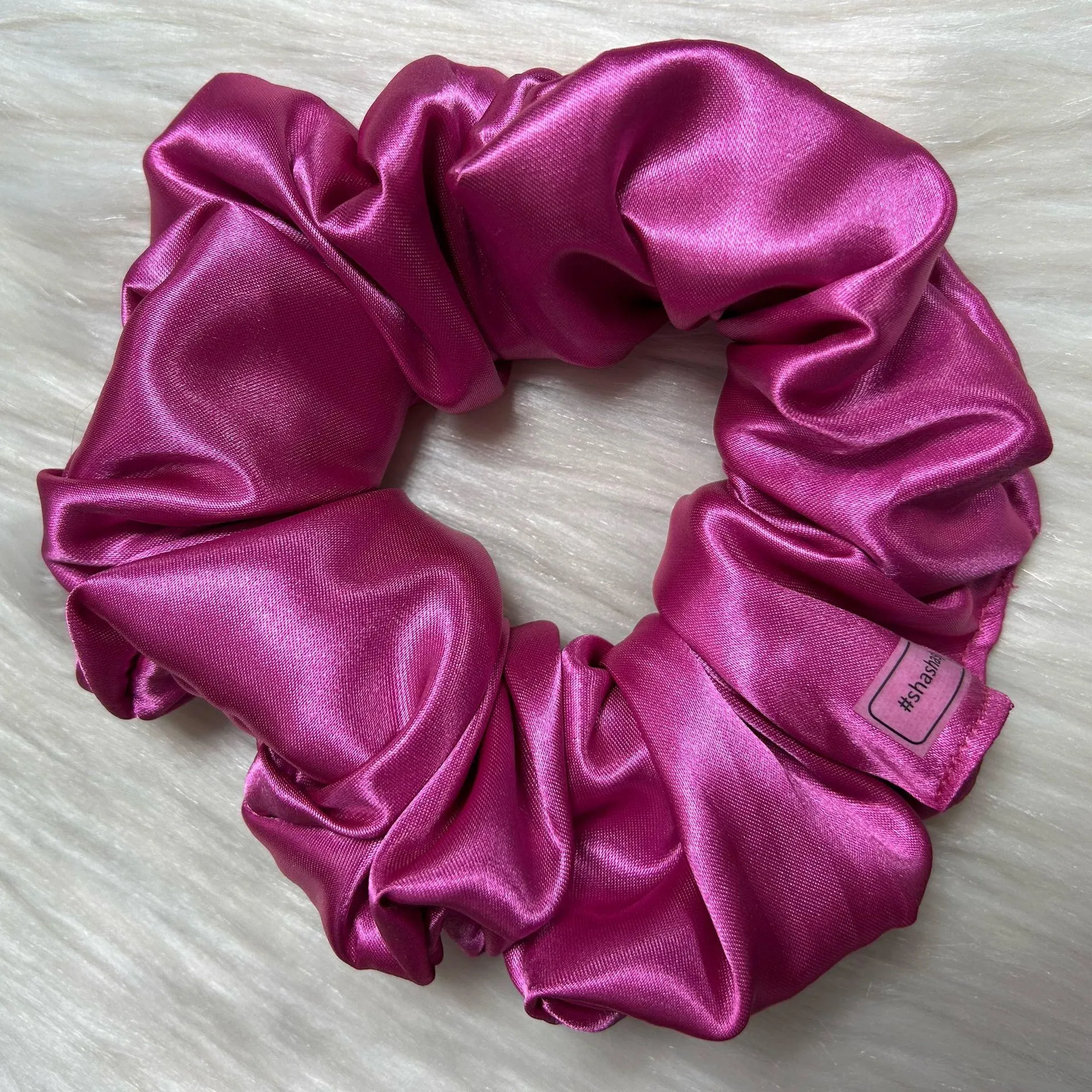 Pink Silk Hair Scrunchie large - Image 5