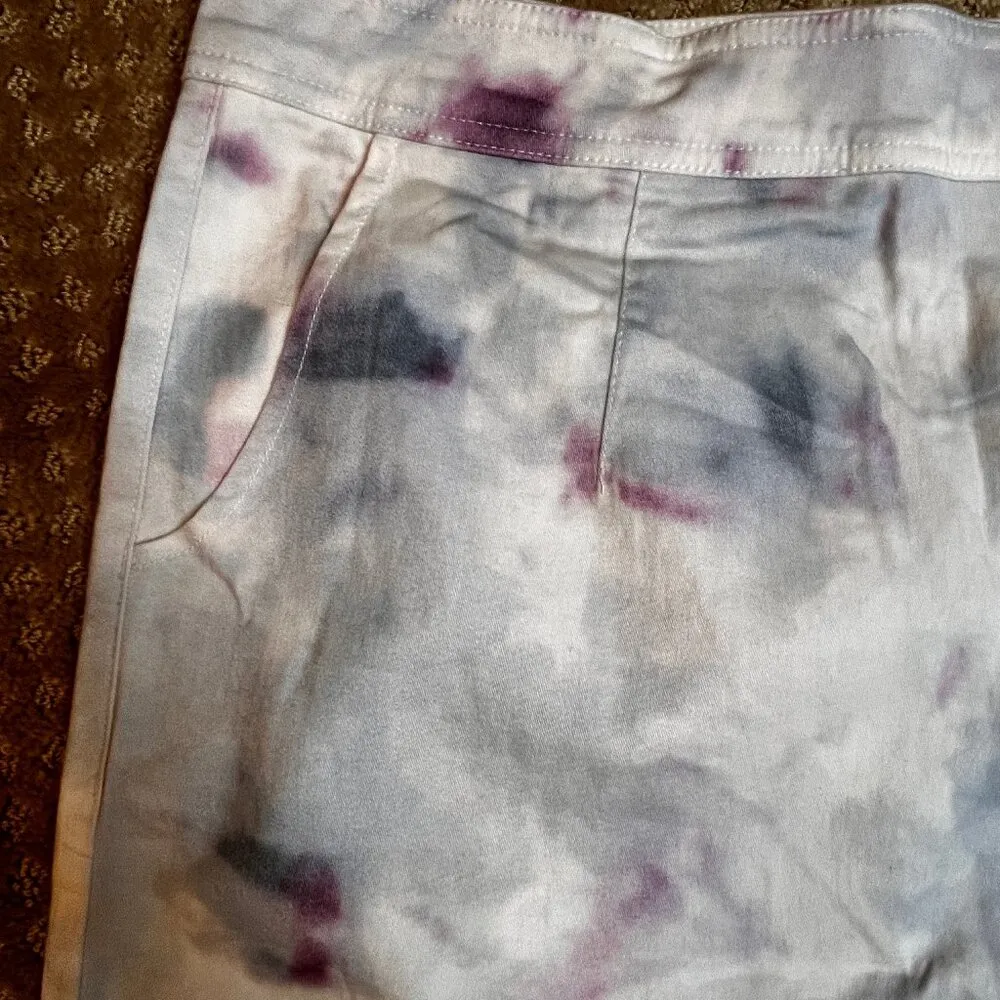 NWT by Anthropologie White Denim tie dye wrap tulip skirt  Size 12 Stretchy - Image 5