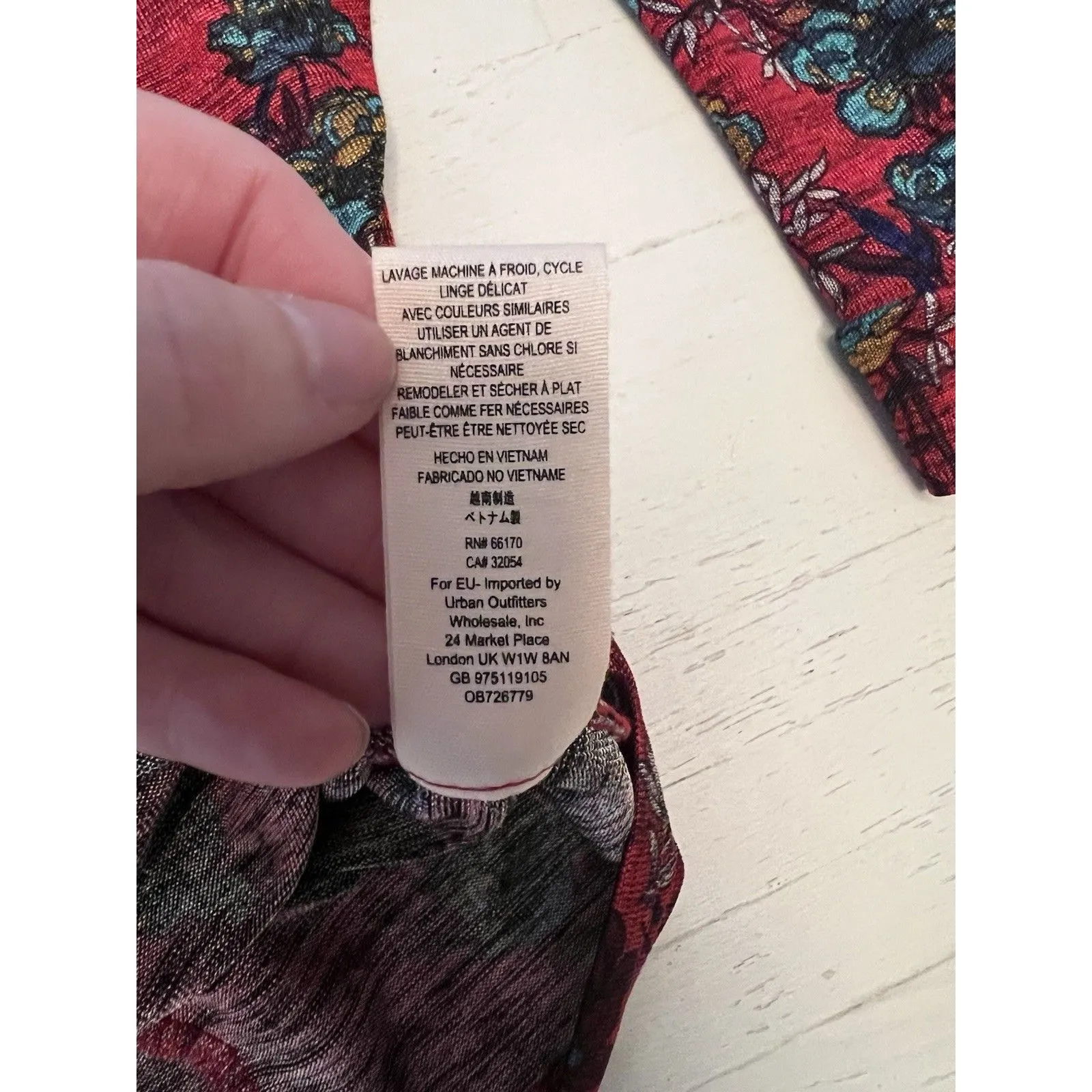 Free People Dock Street Red‎ Ruffle Top Floral Shirt Women's Size Small Stretch - Image 5