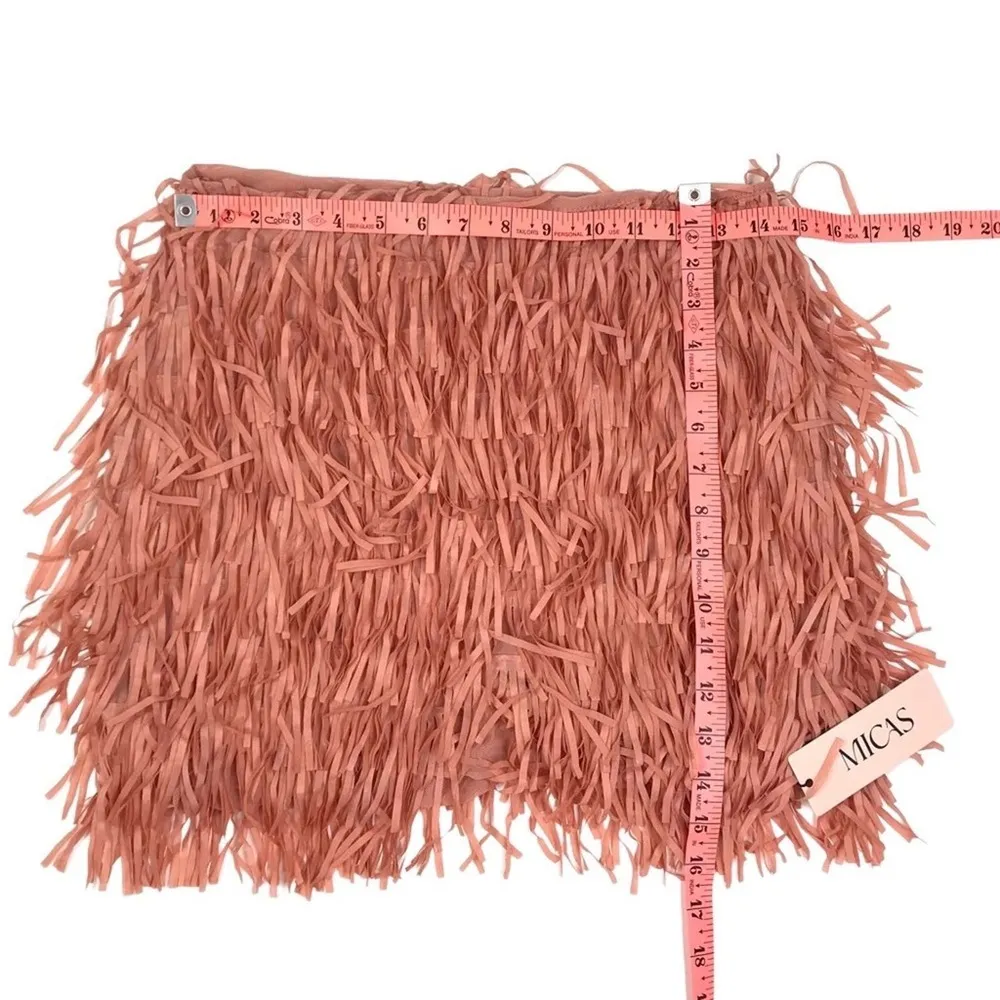 Fringe Mini Skirt Stretchy Tulle Lined Comfy In Dusty Rose Sz L, NWT - Image 6