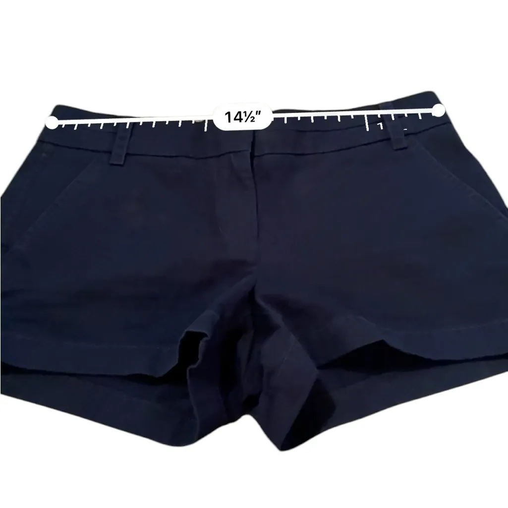 J. Crew Chino 100% Cotton Mid Rise Navy Blue Shorts Sz 2‎ - Image 7