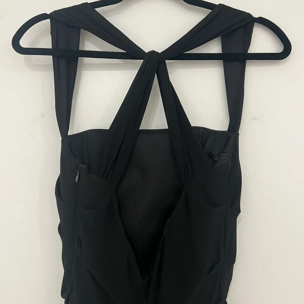 Black Cross Strap Back Formal Dress - Image 8