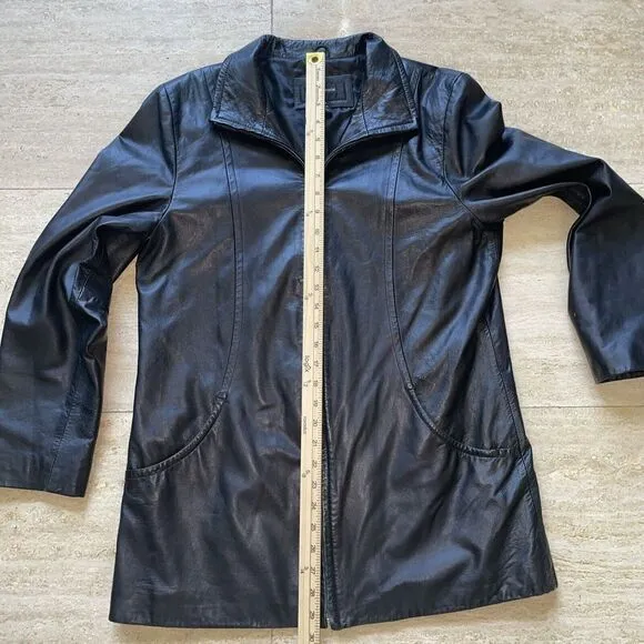 Colebrook 100% Leather Soft Black‎ Jacket Size M Full Zip Fully Lined Mid Length Black Size M - Image 5
