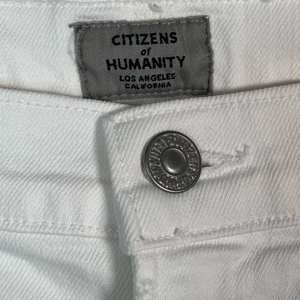 COH Citizens of Humanity Rocket Crop High Rise White Jeans Sz 28 Distressed - Image 4