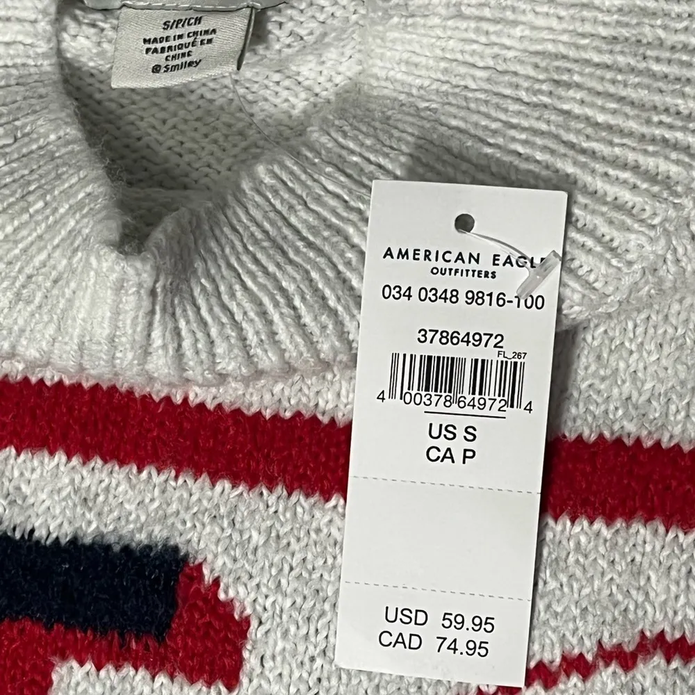 AMERICAN EAGLE | Mock Neck Smiling Soft Cream Sweater Size Small NWT - Image 4