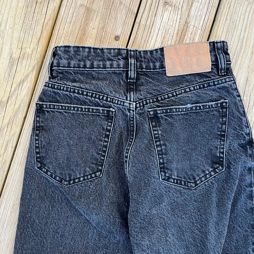 Zara Women's High Waisted Button Fly Jeans Black Wash 100% Cotton Size 2 - Image 4