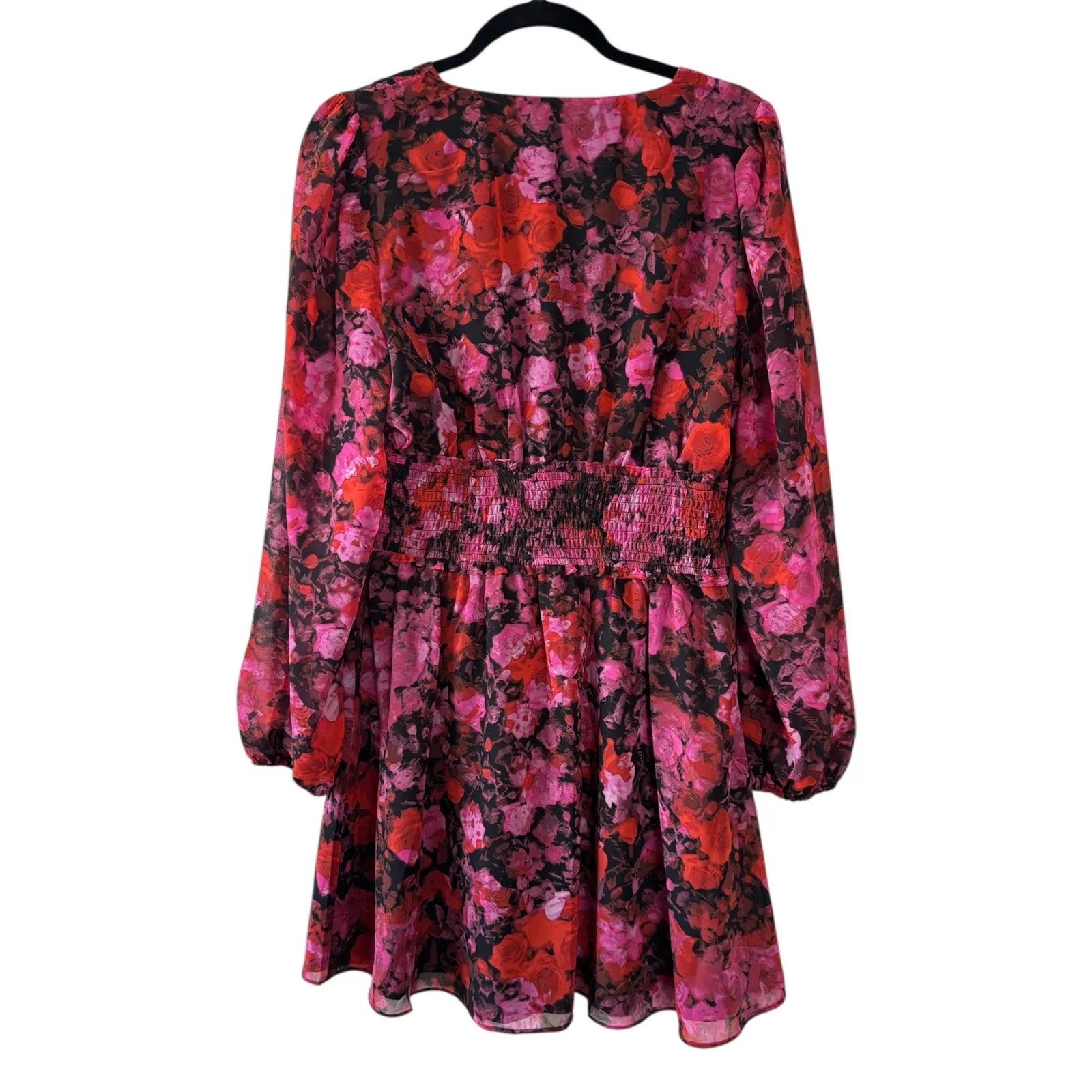 Steve Madden Diana Floral Chiffon Long Sleeve Mini Dress Large NWT Corset Waist - Image 3