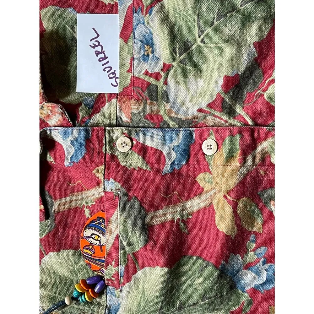 Alexis & Avery 100% Cotton Red Floral Denim Button Front Jacket Size Medium - Image 7