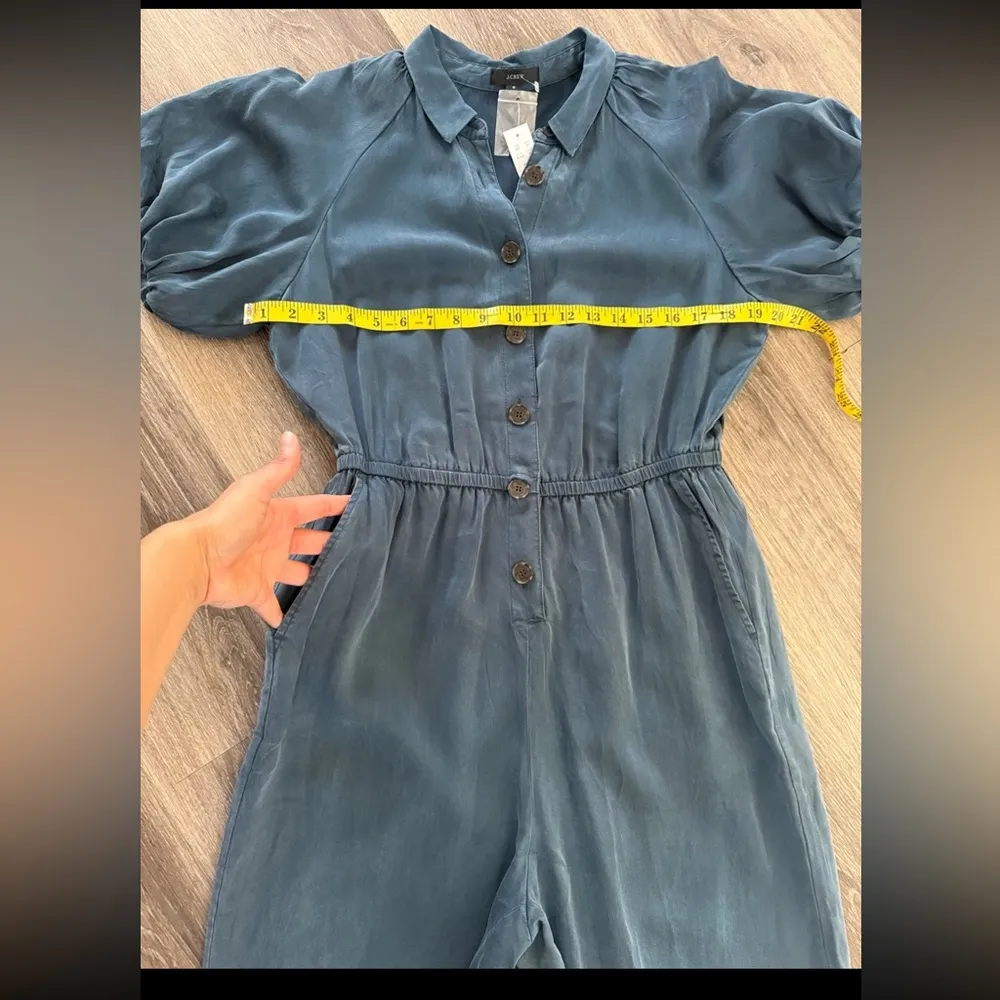 J. crew Women's Jumpsuit 8 NWT Button Front Puffed Sleeves Casual Skinny Leg - Image 8
