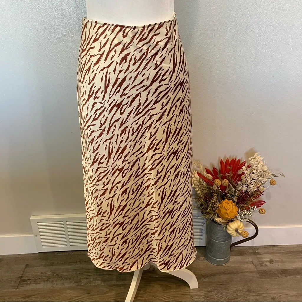 Abercrombie & Fitch Zebra Print Satin Midi Skirt - Image 2