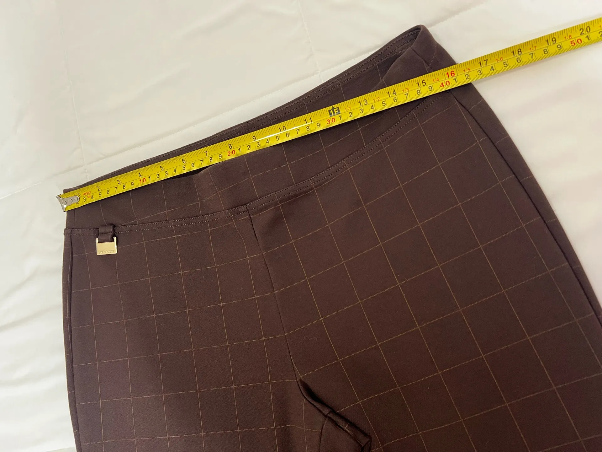 Zac & Rachel Brown Plaid Checkered Dress Skinny Pants Sz L Stretch Office Preppy - Image 5