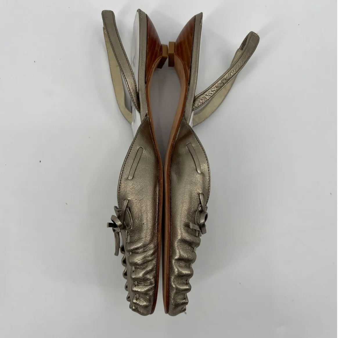 KORS Michael Kors Slingback Ballet Shoes Sz 6M Metallic Bow Coquette Preppy - Image 5