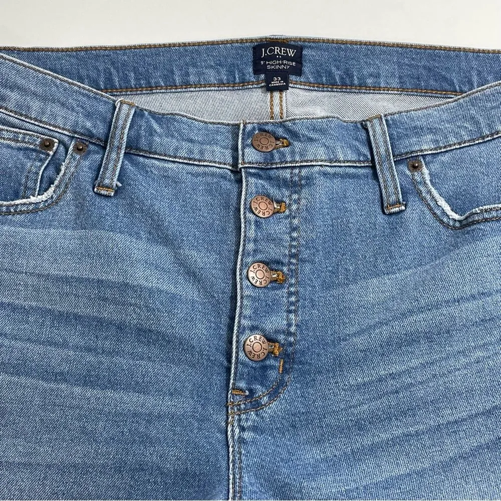 J.Crew 9"‎ High-Rise Skinny Jeans in All Day Stretch Size 33 Button Fly Denim - Image 4