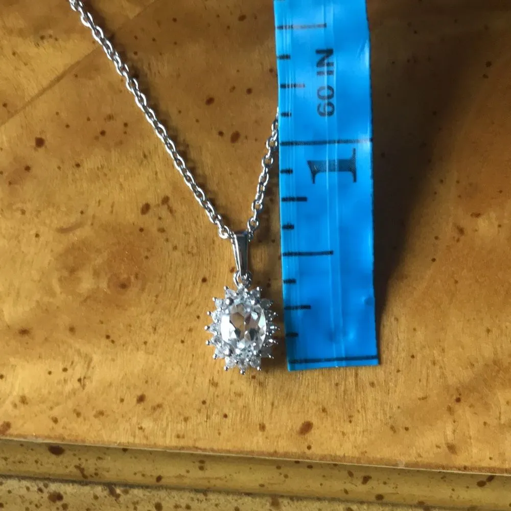 Natural White Topaz Sterling Silver Necklace - Image 3