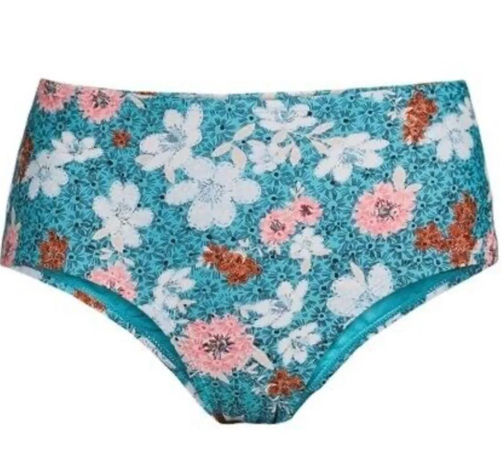 Retro floral aqua plus size 2X bikini set underwire wide strap tropical - Image 7
