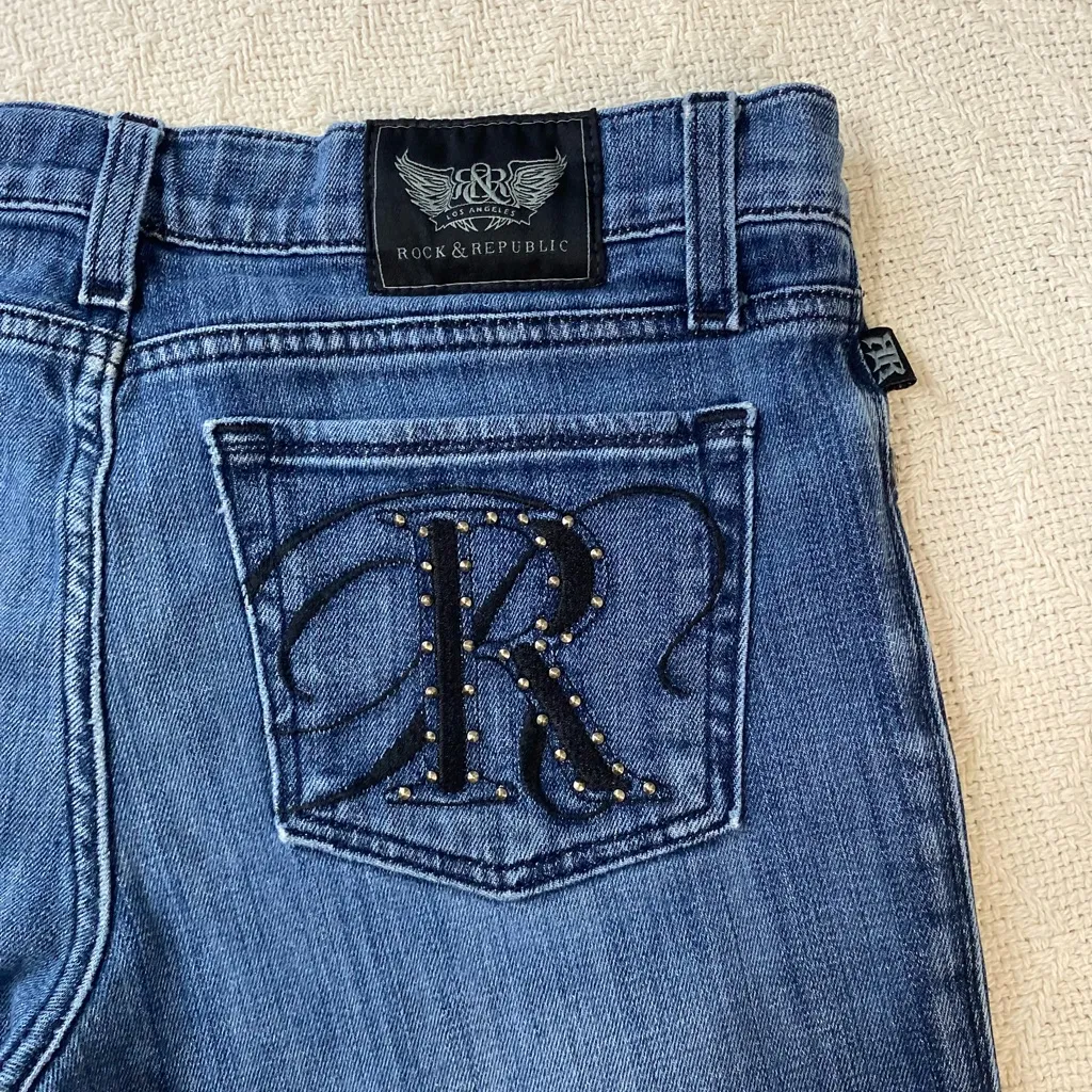 Rock & Republic Womens Size 29 Low Rise Straight Leg Blue Denim Jeans - Image 5