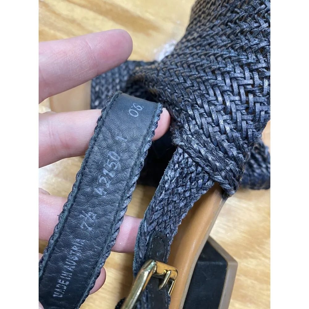 Paul Green Helena Woven Sandals Women's 9.5 Blue Leather Slip-On Shoes S70 - Image 7