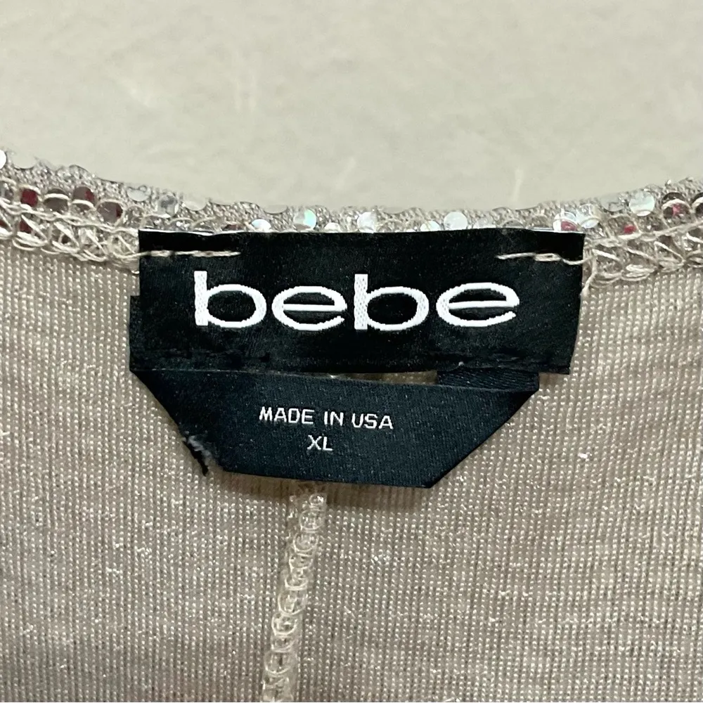 bebe Silver Sequin Slip Dress Sz XL NWT Cowl Neck Party Evening Sexy Mini - Image 6