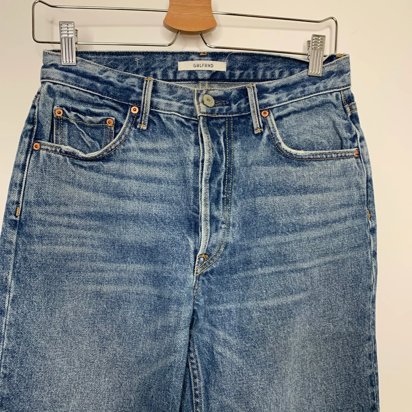 GRLFRND Revolve Helena High Rise Bittersweet Straight Leg Denim Dark Wash Jeans - Image 6