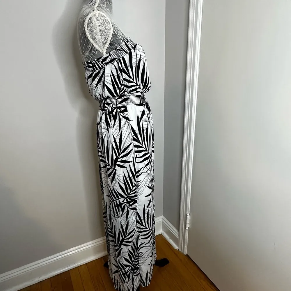 Massimo Bamboo Print Black and White Strapless Maxi Dress. Small/ Petite. Size undefined - Image 4
