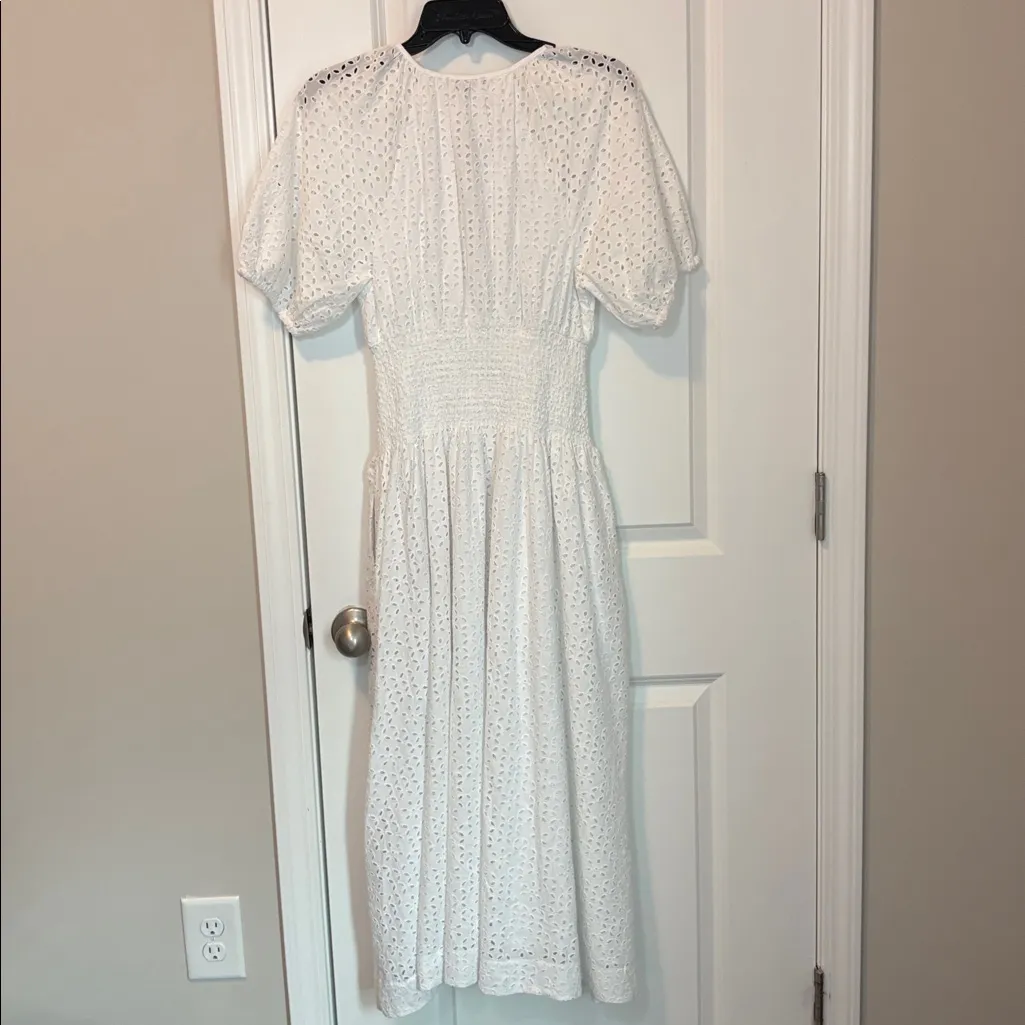 J. CREW Provence Smocked-Waist Midi Dress in Eyelet XS - Image 9