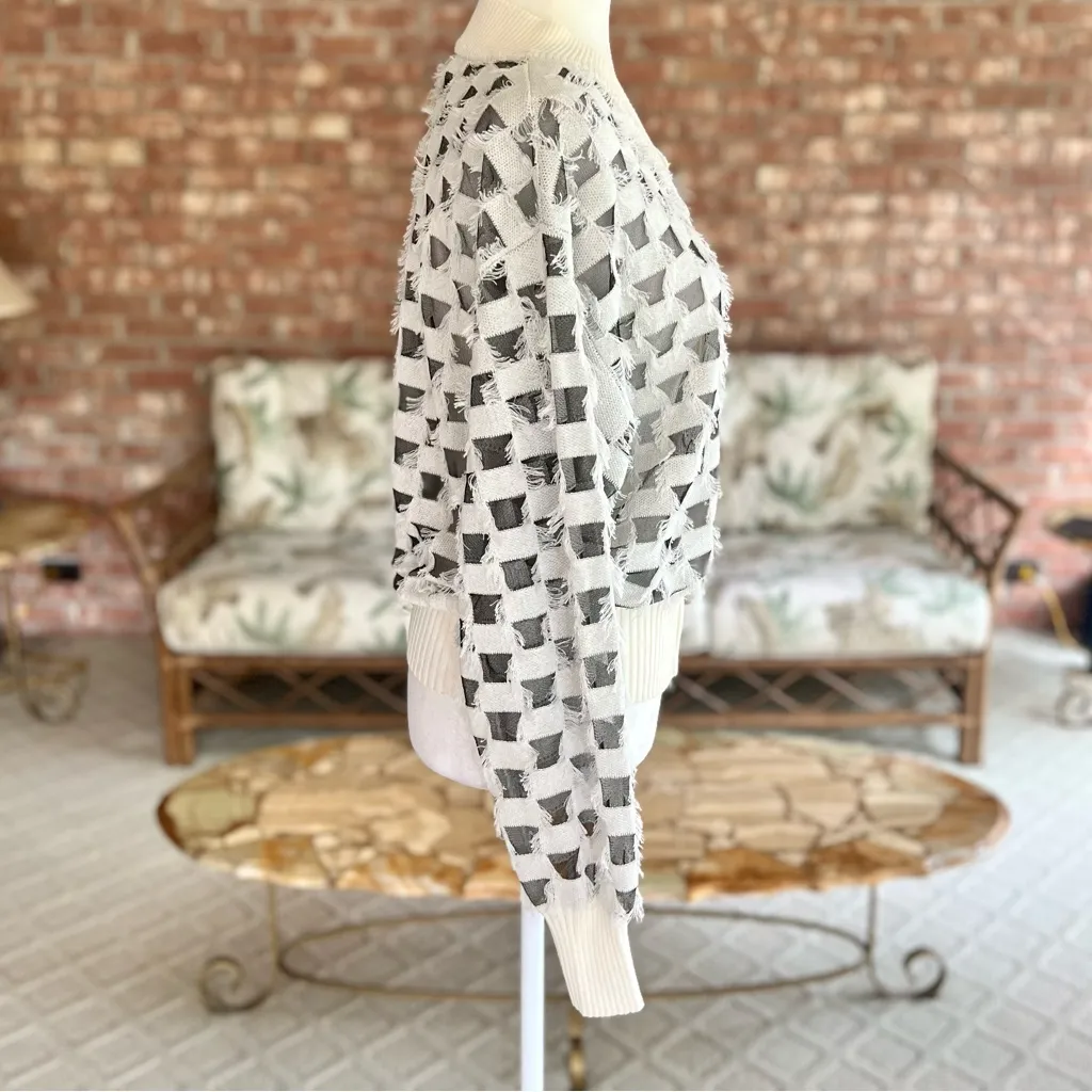 Jovanna London Enna Cardigan Bomber Sweater NWOT S/M Frayed Mesh Chic Full Zip Black Size undefined - Image 16