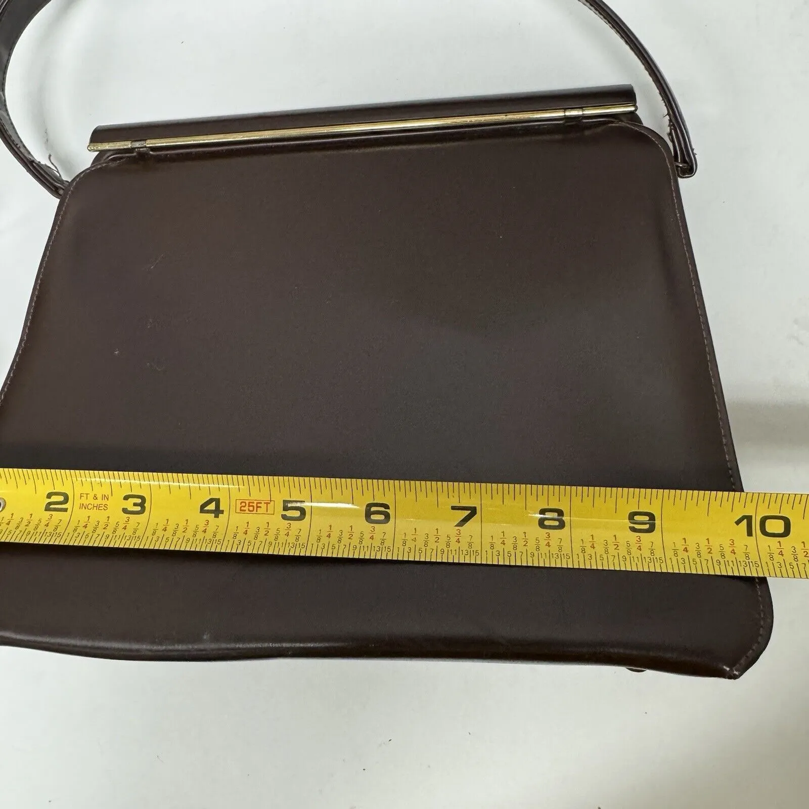 Vintage‎ Theodor California Handbag Brown Purse with GoldTone Trim and Clasp - Image 9