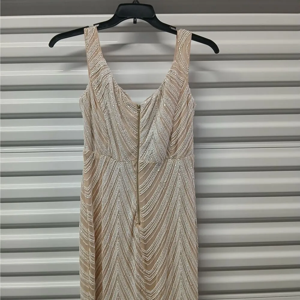 Love and Lemonade Women's Sequin Formal Evening Gown Size 1XL Tan Off Shoulder - Image 8