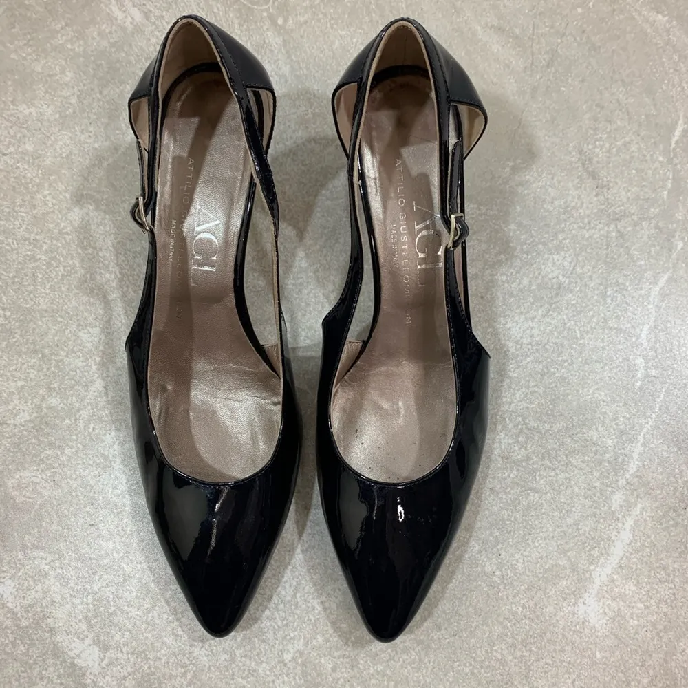 AGL Black Patent Leather Cut out Pumps Size 9.5 - Image 3