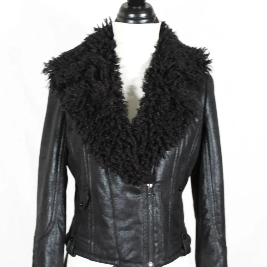 NWT 2014 Penny Lane Style Black Shag Moto Coat | Glam Rocker Goth Chic Jacket | - Image 4