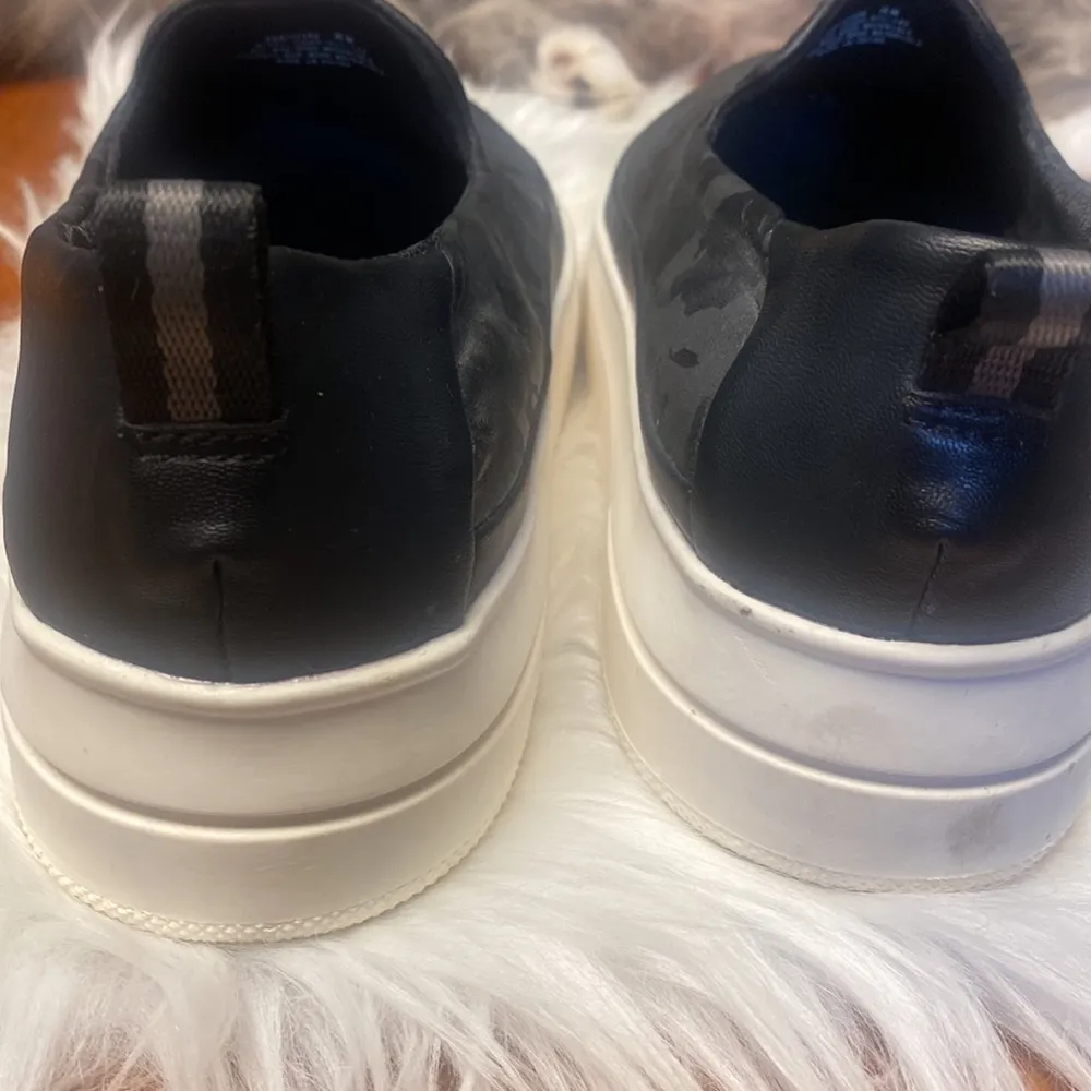 - Black on black camo design high top slip ons by Baretrap size 8 - Image 3