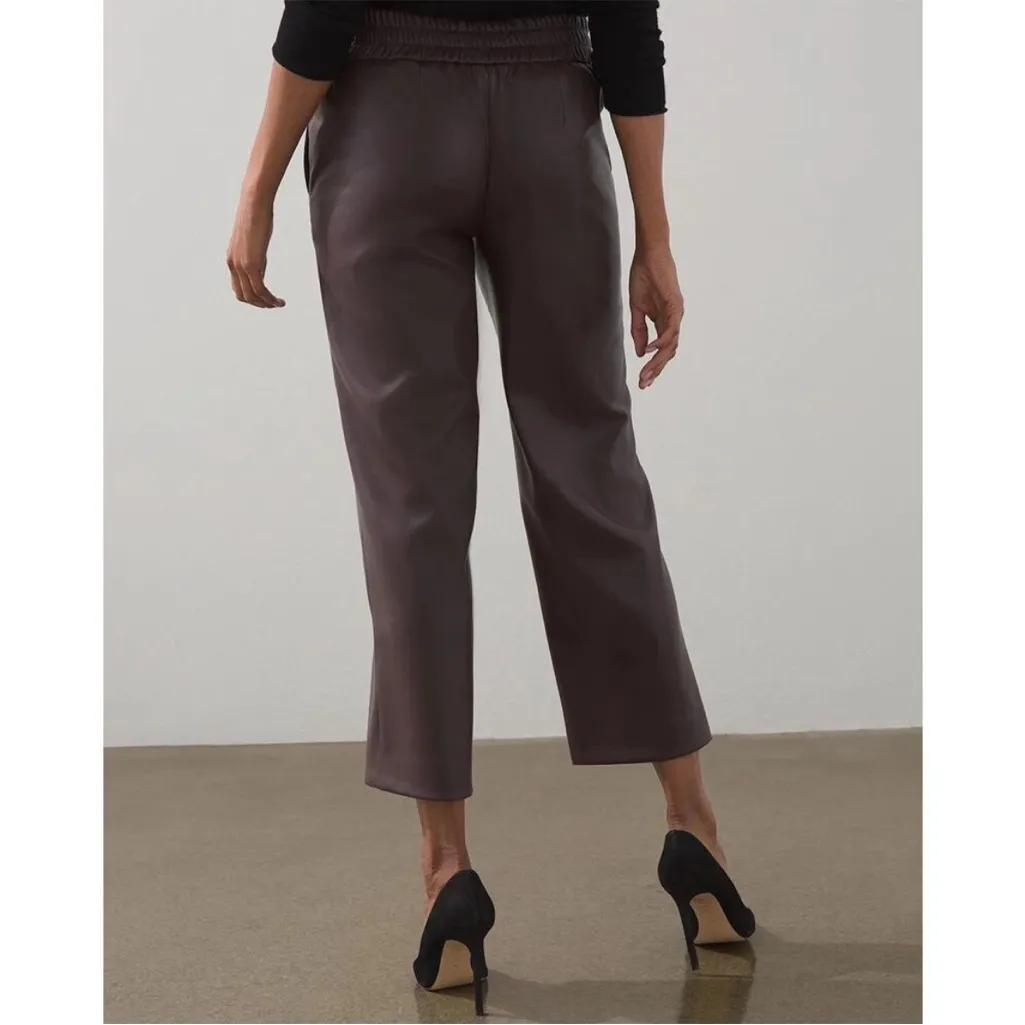 Chico's|Pull on straight leg faux leather pants in burgundy,NWT SIZE 12•••staple - Image 3