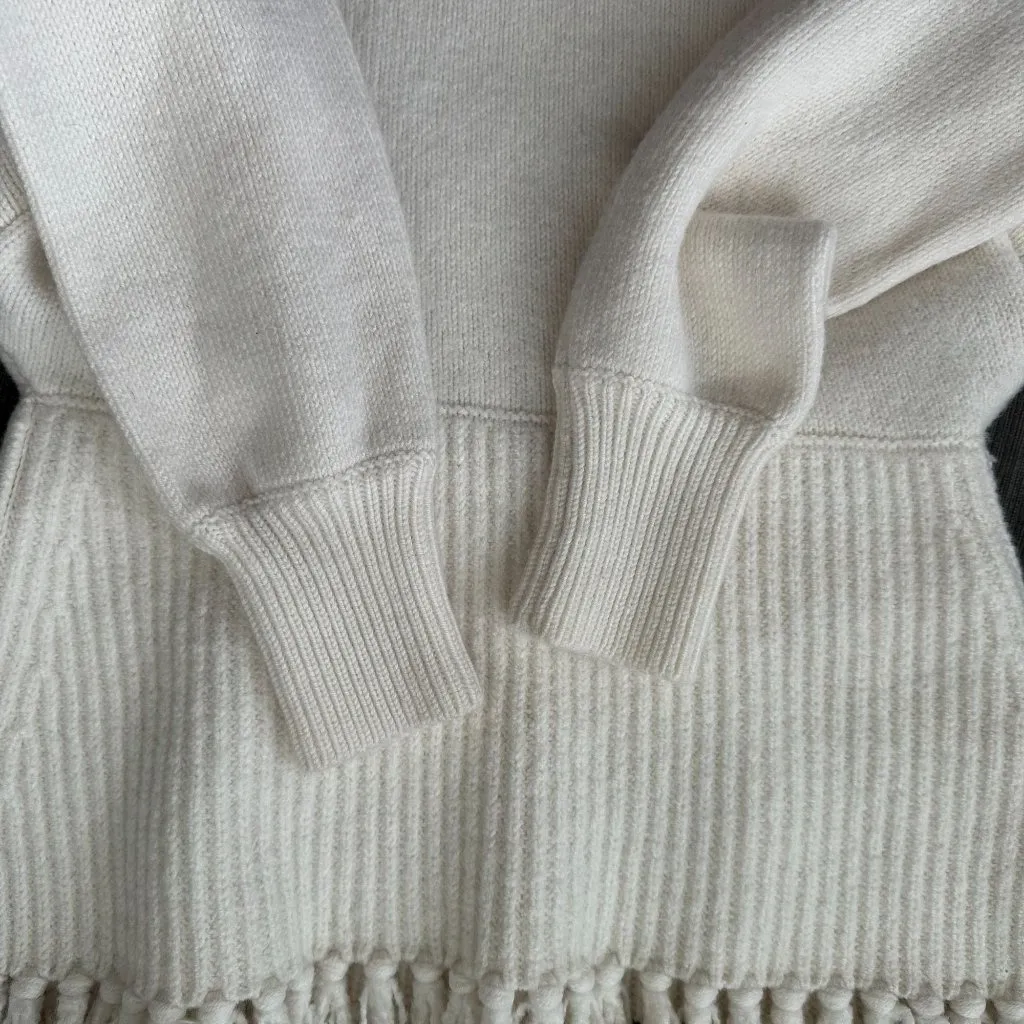 Alice + Olivia Bardot Fringe Off Shoulder Pullover In Soft White - Image 6