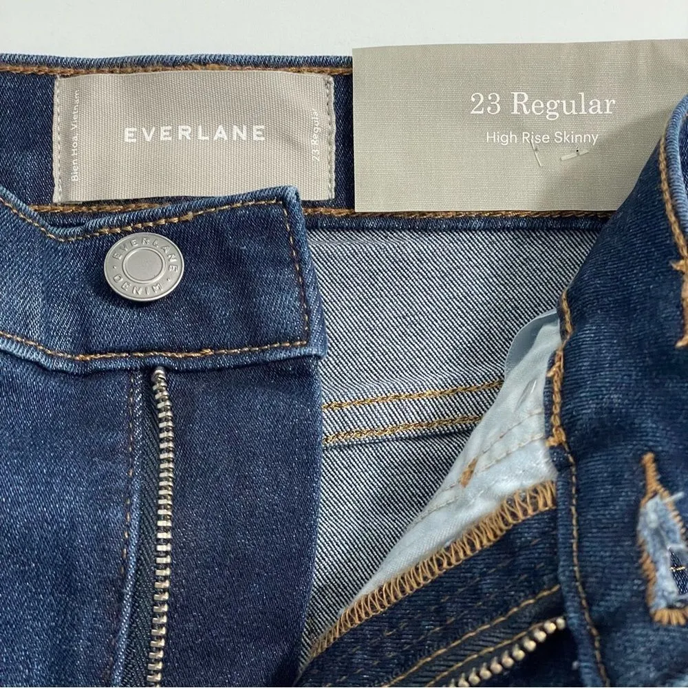 NWT Everlane High Rise Skinny Jeans Size 23 in‎ Dark Blue Wash Denim - Image 6