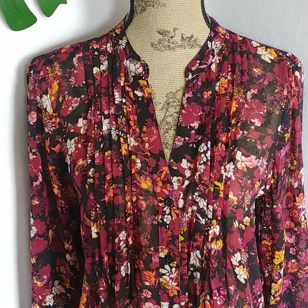 Bongo Sheer Floral Button Shirt Blouse - Image 2