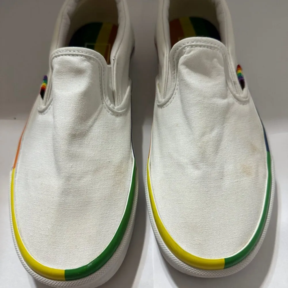 Vans Classic Slip On Size 6 Mems 7 Women Rainbow Foxing Pride White Rainbow - Image 5