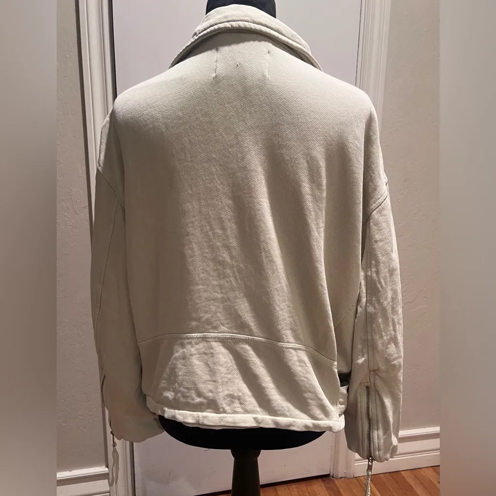FREE People We The Free Rebel‎ Knit Moto Jacket in Vanilla Creme Size Small - Image 15