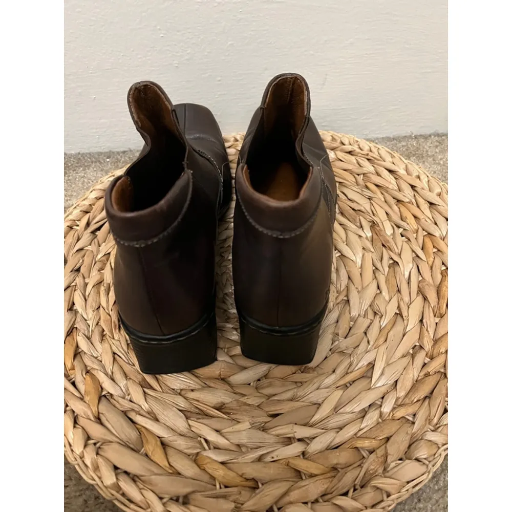 NWOB Josef Seibel Square Toe Chelsea Slip on Mid Calf Brown Leather Boots 9/9.5 - Image 2