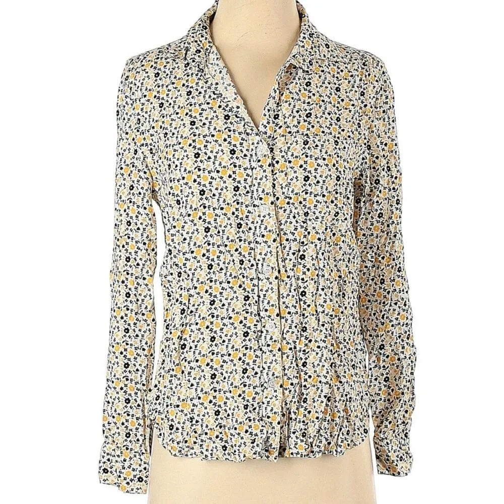 Velvet Floral Heart Long Sleeved Button Down Top - Image 2
