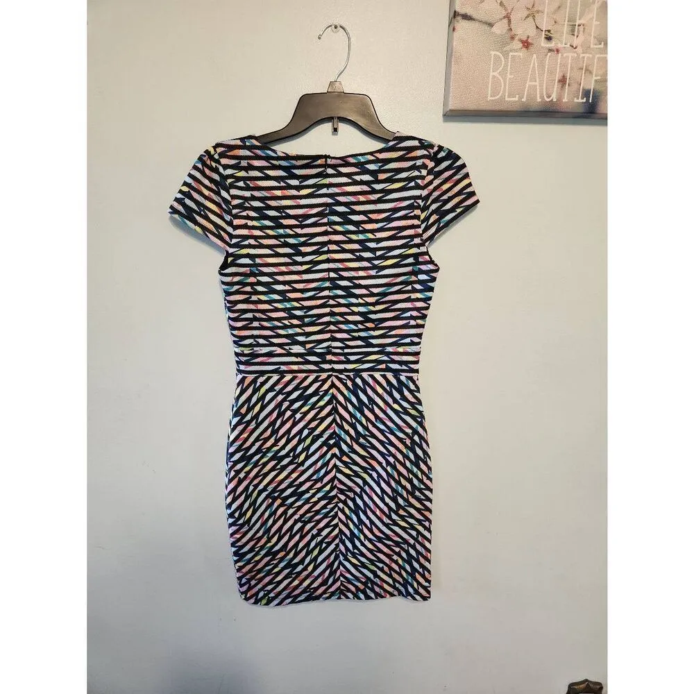 Lulus When Worlds Kaleidoscope Rainbow Black Print Dress S - Image 4