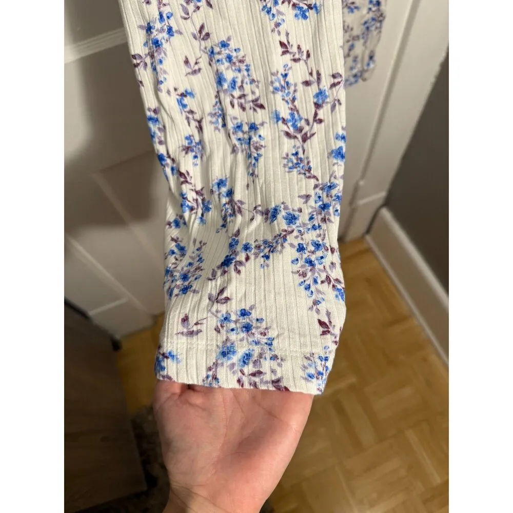 Lovers and Friends Paulie White Floral Print Ribbed Pants Size Small - Image 5