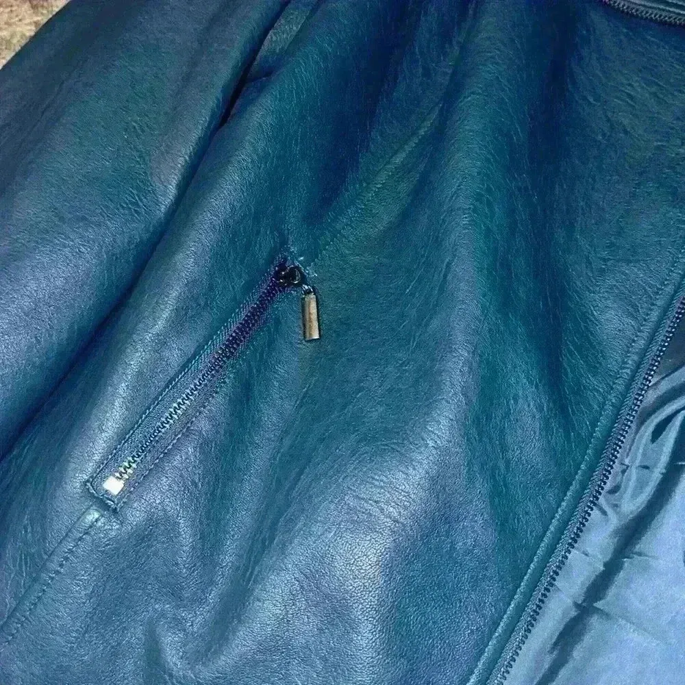 NWOT Alfani Women's Asymmetrical Zip Teal Faux Leather Jacket size 1X - Image 13