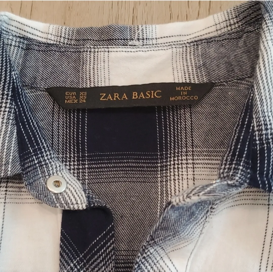 ZARA  Woman's Plaid Black & White Buttoned Shirt - Image 4
